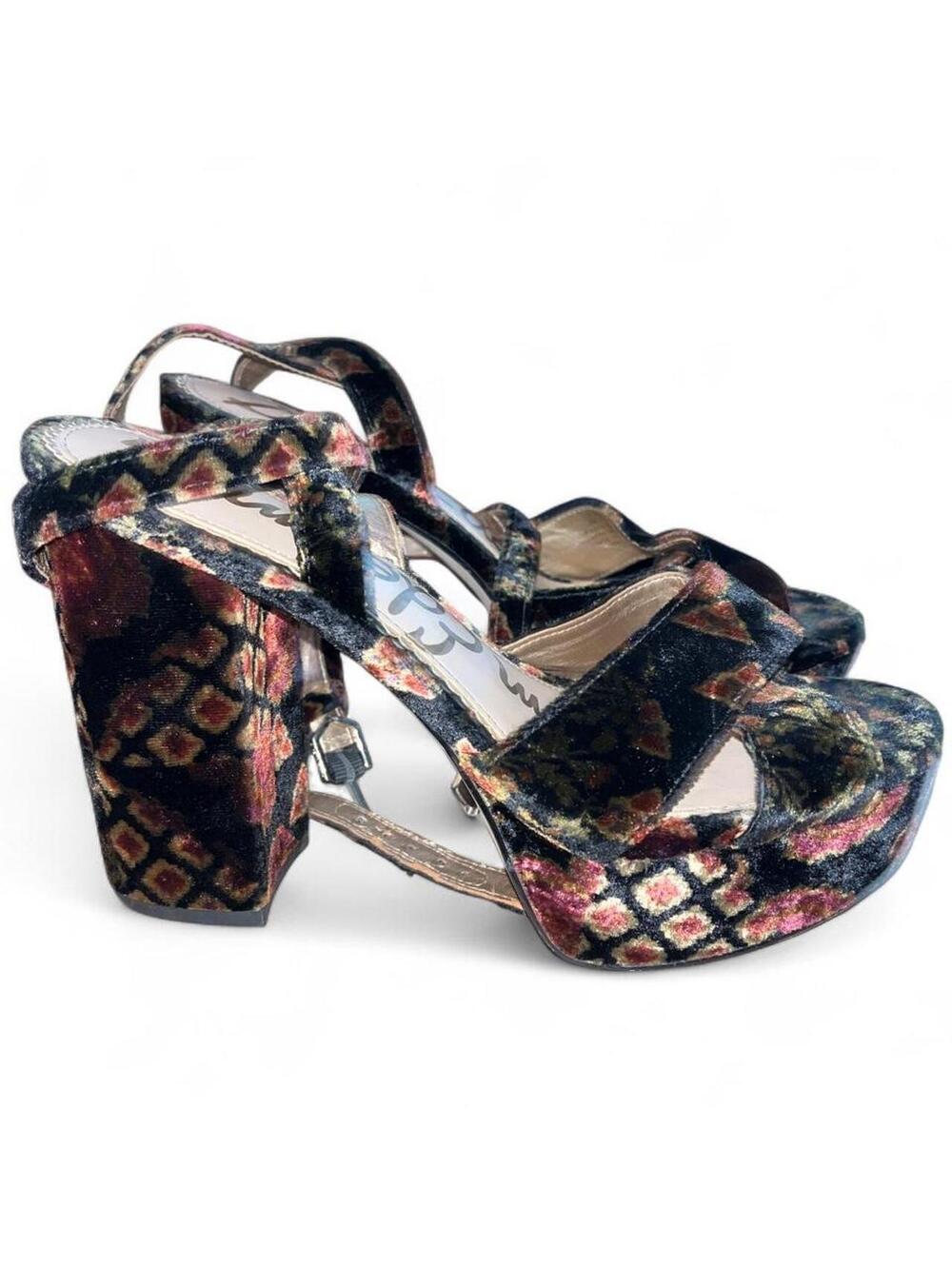Sam Edelman Velvet Platform Block Heel Sandals Size 8